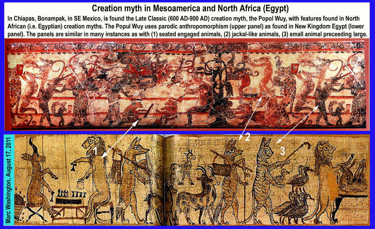 TMesoamerican Creation Myth as found in the Popol Wuy of Bonampak..art, art history, Paul Marc Washington, paleoneolithic@yahoo.com 